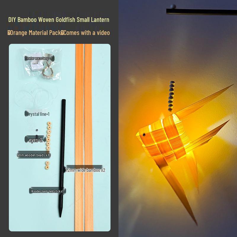 Handmade Bamboo Weaving Koi Fish Lantern DIY Kit - Luminous Handheld Craft for Kindergarten Color Choice