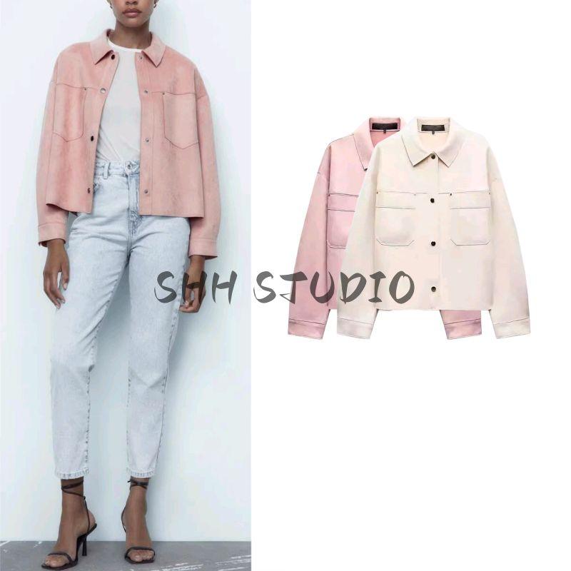 Autumn New Women's Clothing Preppy Style Lapel Long Sleeves Suede Texture Effect Short Jacket Outwear 4968221