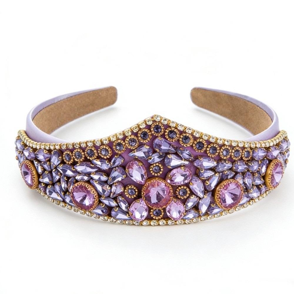 Shiny Rhinestone Headband Wide Brim Baroque Headdress Bling Bling Women Hair Hoop  Wedding