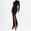 Hot Sale Sexy Black Slash Shoulder Dress Women's Summer New Inside Banquet Hip Wrap Dress Skirt Women's Clothing