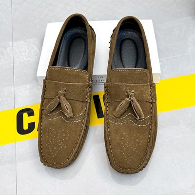 Hochwertige Herren Slipper Freizeitschuhe Mode Herren Leder Quastendesign Übergröße Mokassins Slipper Herren Flats Bequeme Bootsschuhe