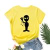 Summer Round Neck Alien Pattern Printed Top Fashionable Casual Pure Cotton Short Sleeved Women's T-shirts