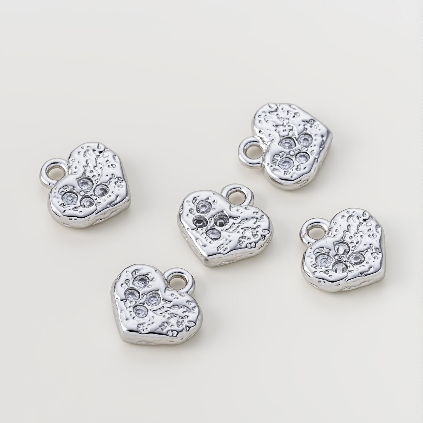 

2Piece 14/18K Gold Color Plated Copper Heart Shape Pendants with Zircon for DIY Bracelet Necklace Jewelry Making Accessories платиновий