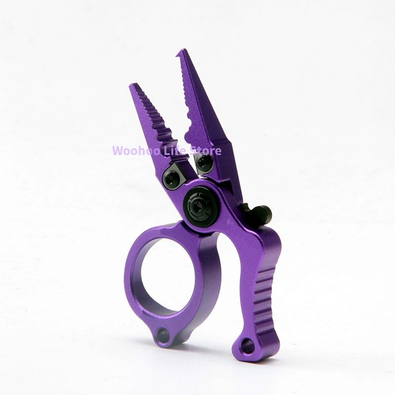 Compact Lockable Fishing Pliers Aluminum Alloy Mini Lure Pliers with Ring Opener And Line Cutter for Saltwater Outdoor Use