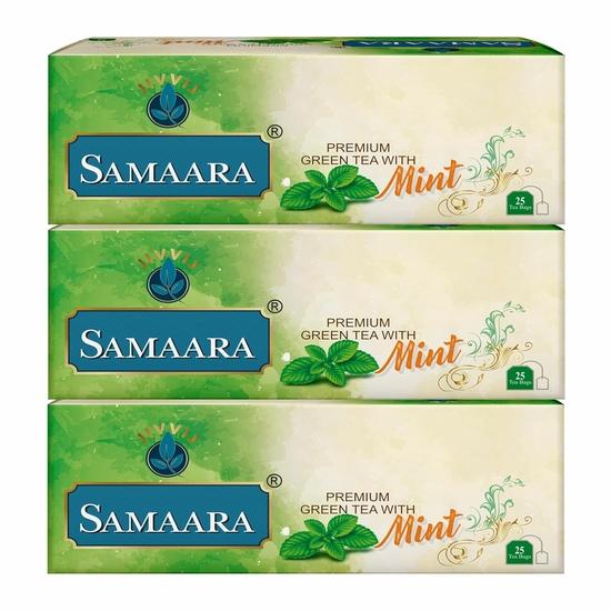 

Samaara Green Tea Bags | Mint Flavoured Green Tea Powder | 75 Tea Bags | Chai Patti 150gm Box.