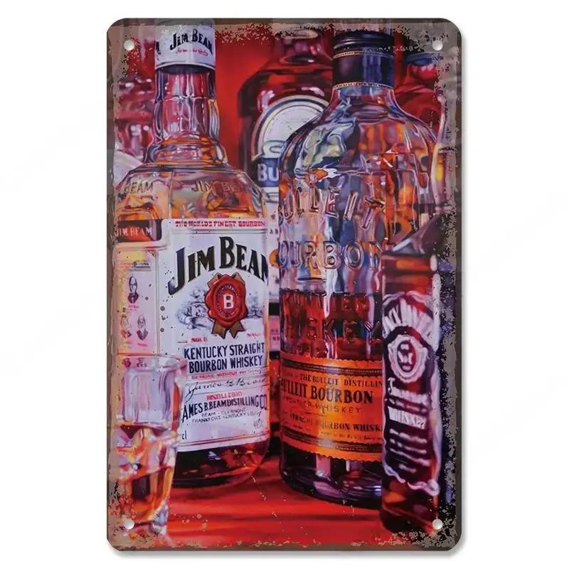 Vintage Whiskey Cigar Poster Metal Tin Sign Plaque Retro Decorative Plates For Garage Club Man Cave Bar Hotel Cafe Wall Decor