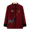 2025 Embroidered Woolen Coat for Elderly Women (Aged 60-80) - Plus Velvet Winter Style