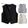 Women's Vest Top Sleeveless Suit Vest Single Breasted V-neck Waistcoat Dressy Casual Vest Jacket for Spring Summer
