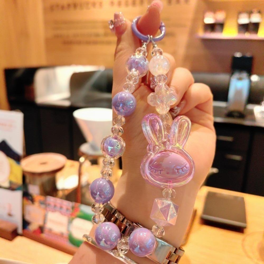 

Acrylic Beaded Phone Case Chain Colorful Bag Pendant Keychain Backpack Accessories фиолетовый