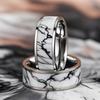 With Marble Pattern Inlay Fashion 8mm Silver Color Men Stainless Steel Rings for Men Wedding Band Jewelry Gift Drop Shipping