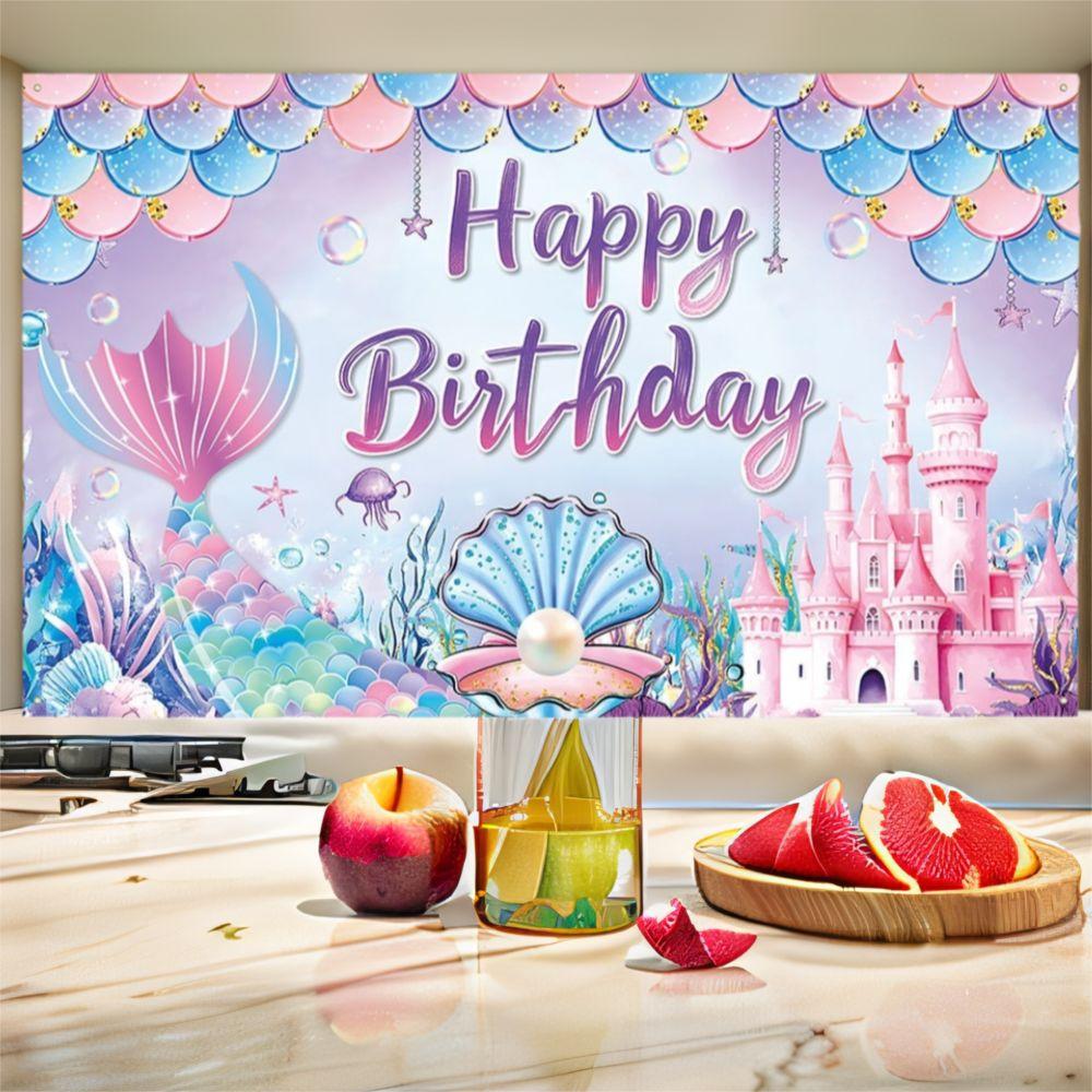 Cartoon Happy Birthday Background Cloth Polyester Poster Photo Props  Baby Shower
