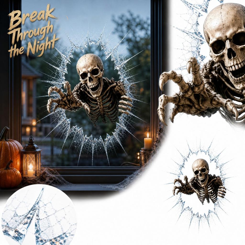 Halloween Window Sticker House Scene Holiday Decoration for Home