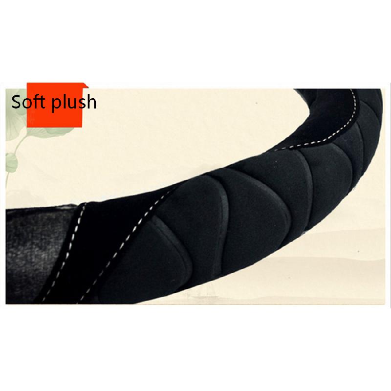 Nytt Universellt Kort Plysch Rattöverdrag Flockning Bilhandtag Varmt och Halkfritt
