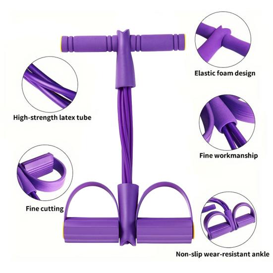 Pedal Resistance Band with Handle 6-Tube Pedal Ankle Puller Elastic Sit-up Pull Rope Men Women Yoga Pedal Workout Band Exercise Equipment