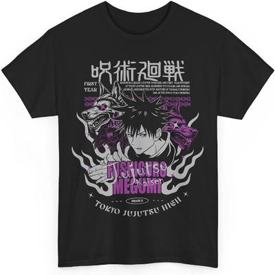 Jujutsu Megumi Anime T-Shirt Unisex Kaisen Fushiguro Anime Japanese Cotton Merch Casual Short Sleeved Shirt Tee