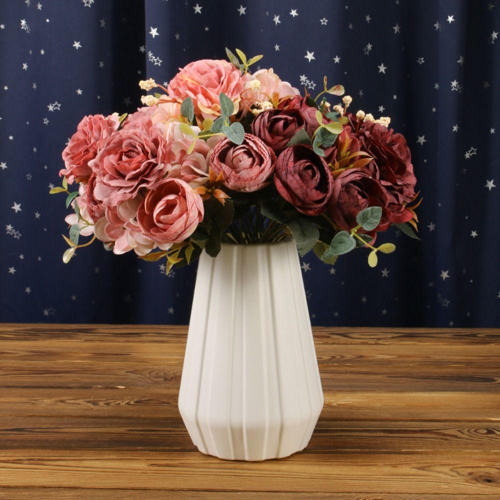 

Home Decor Office Garland Wreath Bouquet Peony Silk Rose Fake Plant Artificial Flower