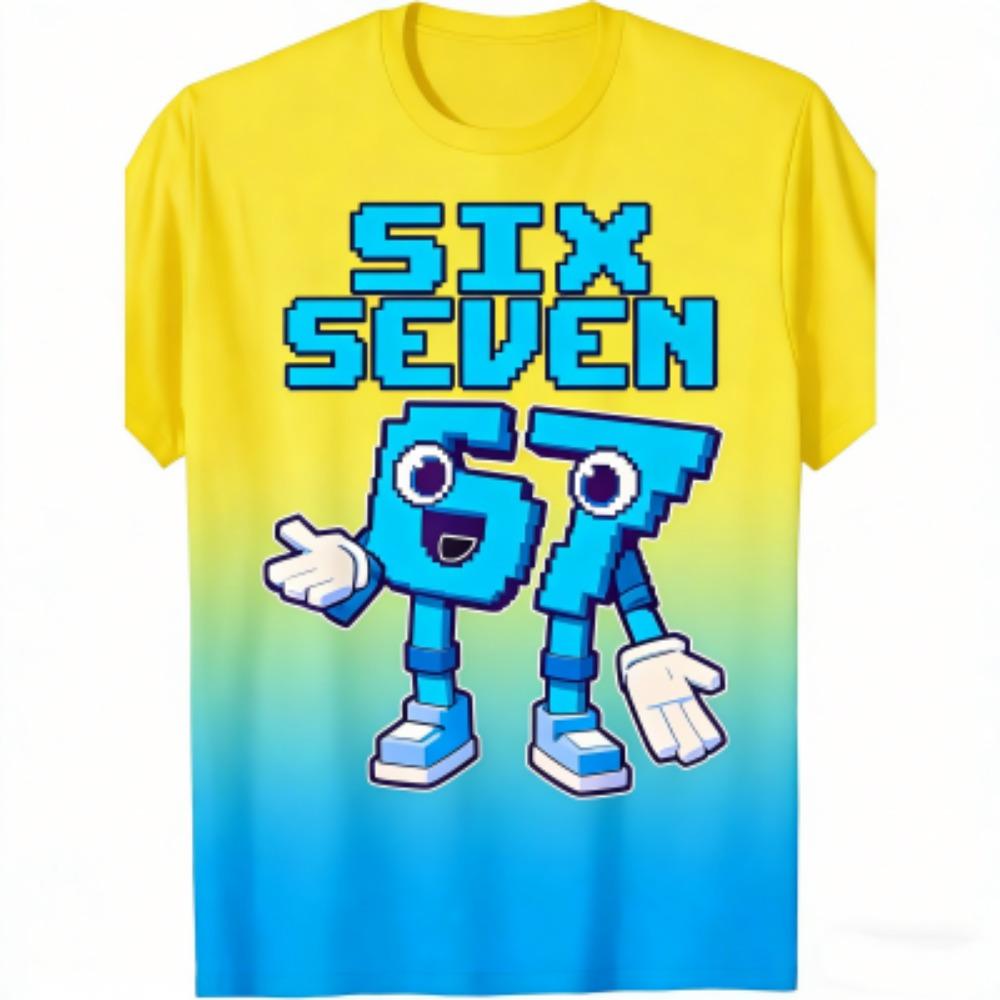 

Fashion Cartoon Six Seven 67 Print Men s T-Shirts Summer Street Short-Sleeve Outdoor Casual Tops for Men s and Women s Tees Top XXS