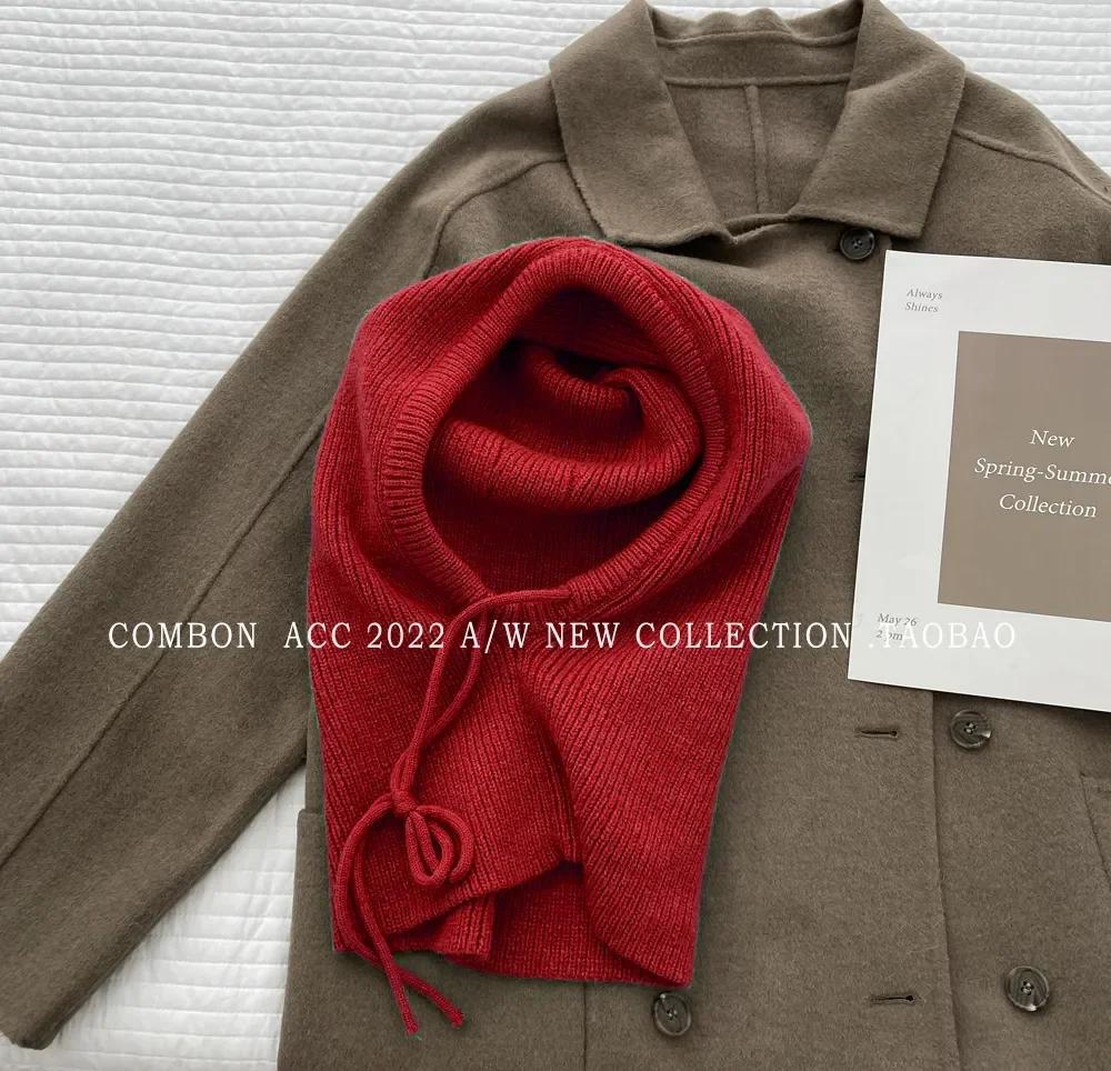 Gestrickte Kapuzenmützen Winter Sturmhaube Hüte Frauen Koreanischen Stil Outdoor Wärmer Kordelzug Hüte Einteiliges Neck Collar Beanie Cap