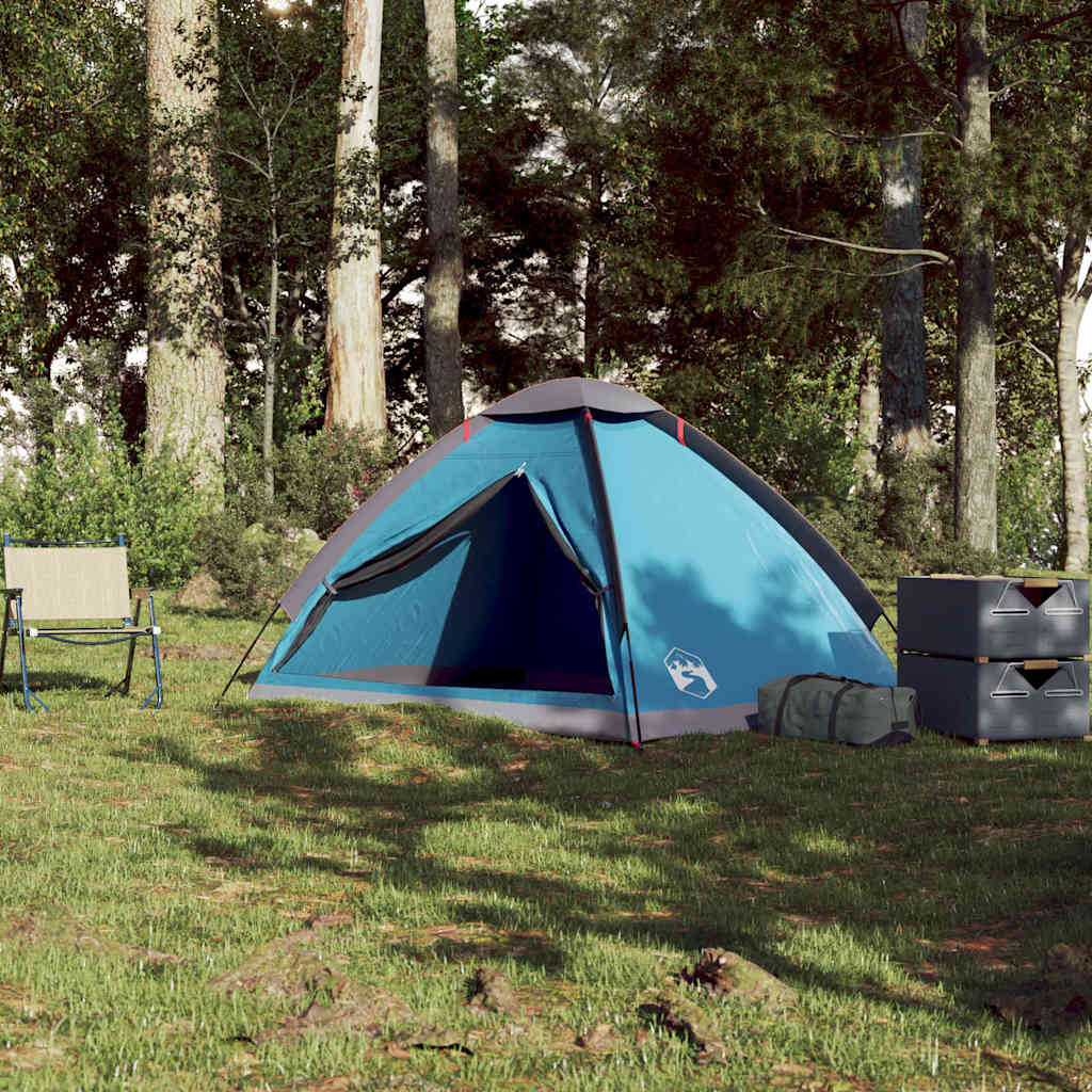 Dome Camping Tent for 2 Persons Blue Waterproof