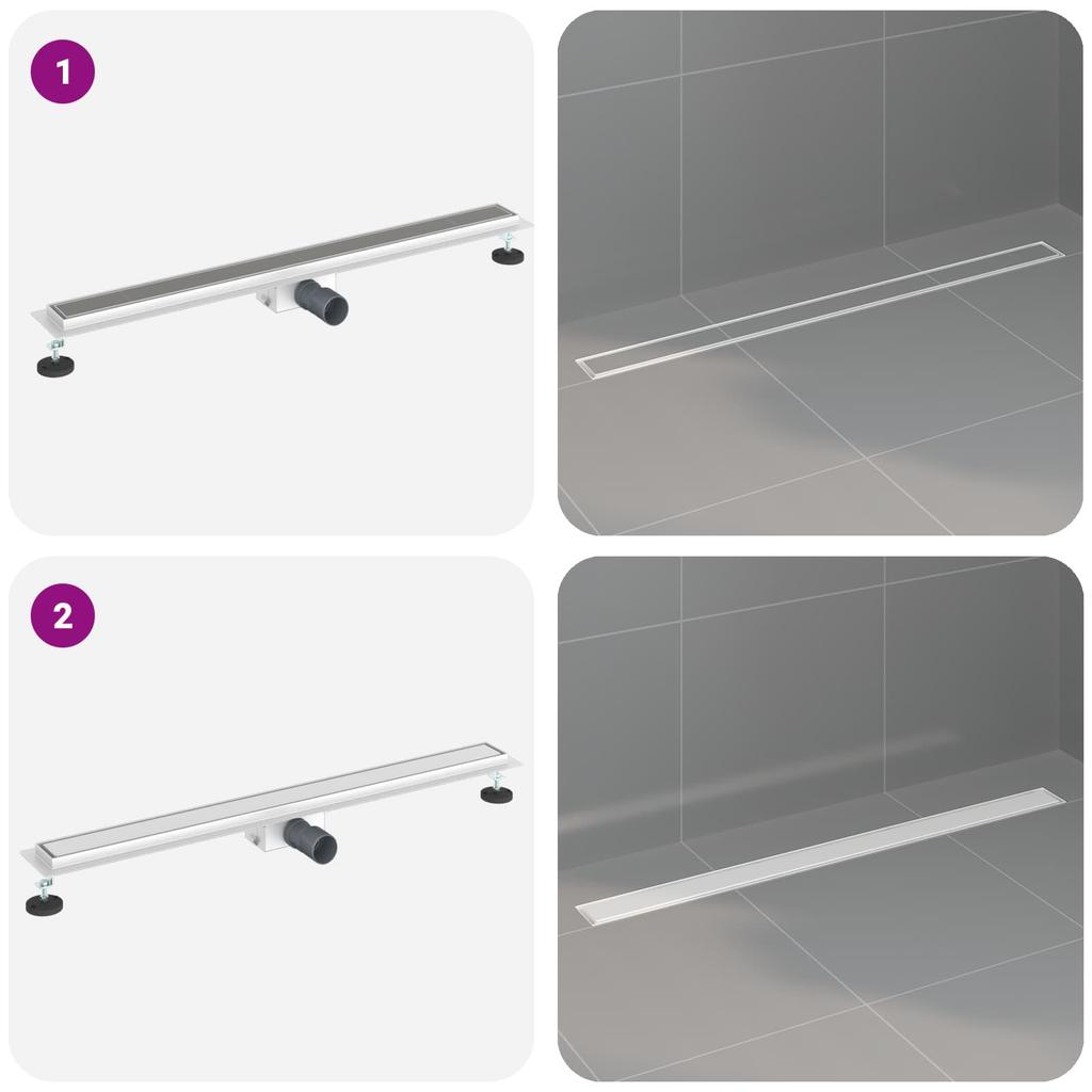2 in 1 Shower Drain Silver 100 cm Stainless Steel 304