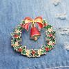 Merry Christmas Xmas Jewelry Enamel Brooch Santa Claus Hat Badges Pin Christmas Wreath Bells