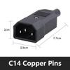C13 C14 Electrical Power Socket Computer Mount Outlet 3 Pin IEC320 LED Rocker Switch Brass 10A Fuse Inlet Plug Connector 250v