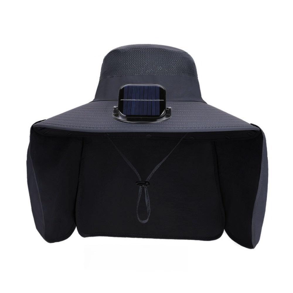 with Shawl Solar Fan Hat Waterproof Fishing Hat Gift Wide Brim Hat  Fishing Activities