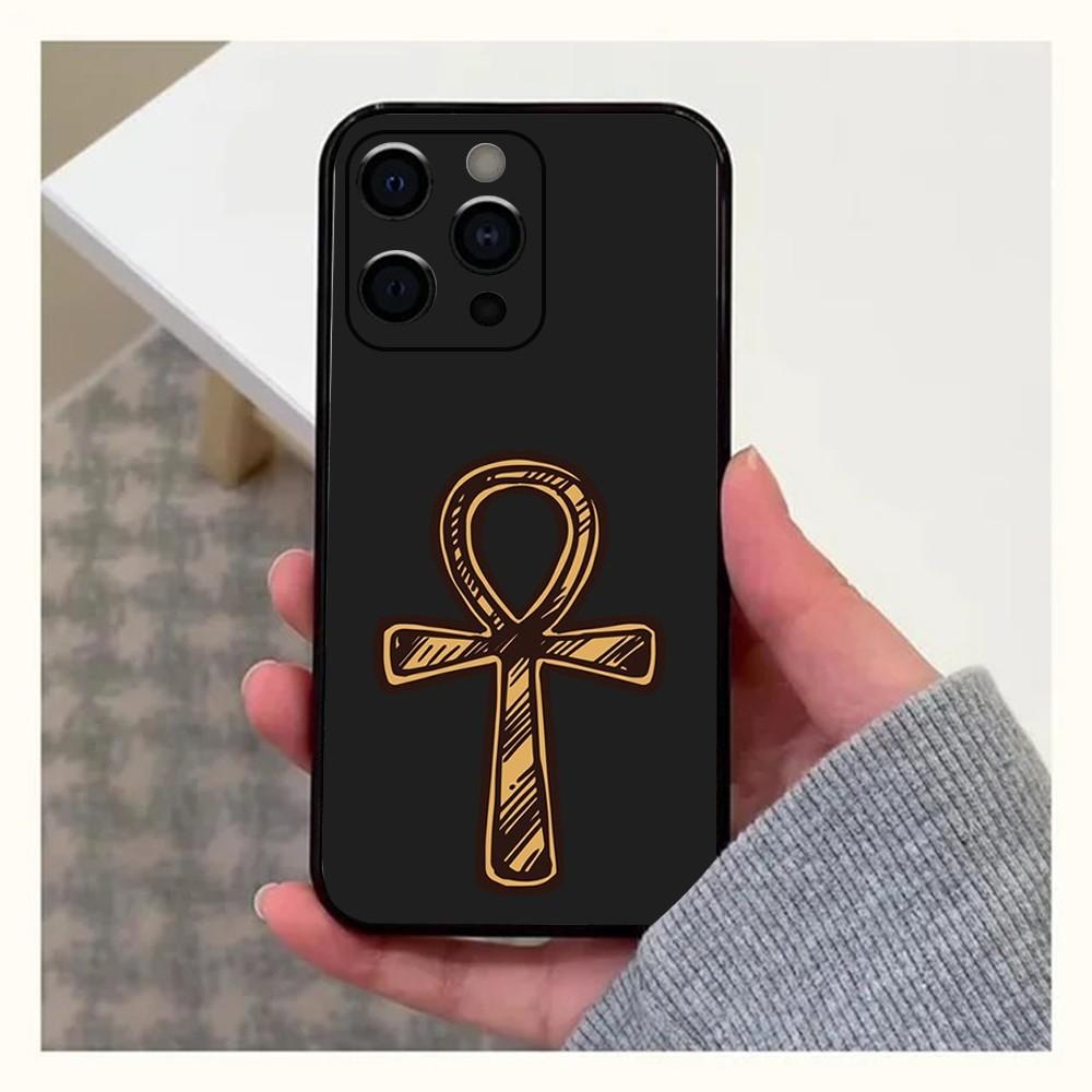 Egypt Pharaoh Mural Phone Case For Apple iPhone 15,14,13,12,11,Pro,X,XS,Max,XR,Plus,Mini Soft Black Cover