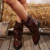 Sleeve Shoes, Mid-heel Fashion Boots, Women's Shoes, New Large-sized Retro Pointed-toe Martin Boots