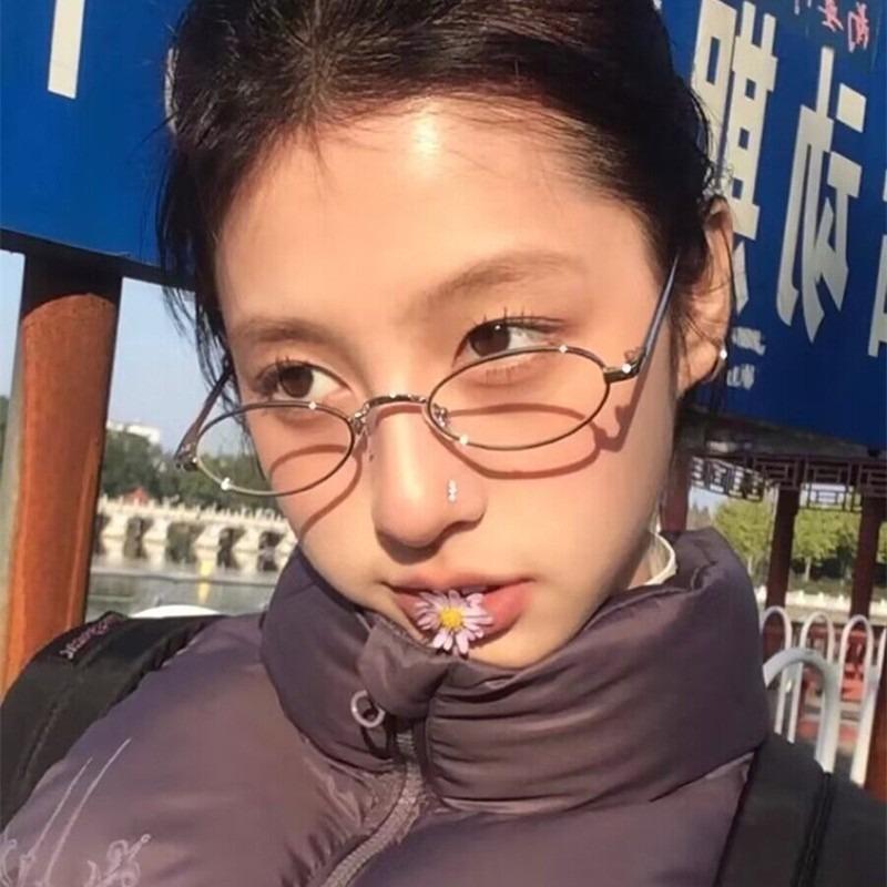 Ins Trendy Small Oval Metal Frame Eye Glasses Women Men Korean Fashion Retro Gold Silver Color Eyewear Anti Blue Light Glasses