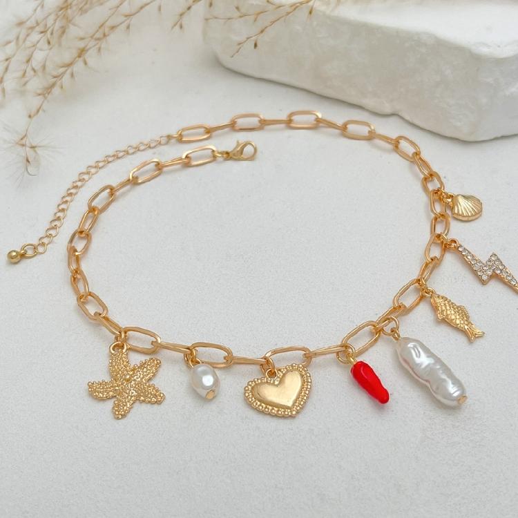 Trendy Unique Conch Shell Necklace Summer Holiday Jewelry Gift Ocean Inspired Chokers Jewelry for Daily Wear Parties