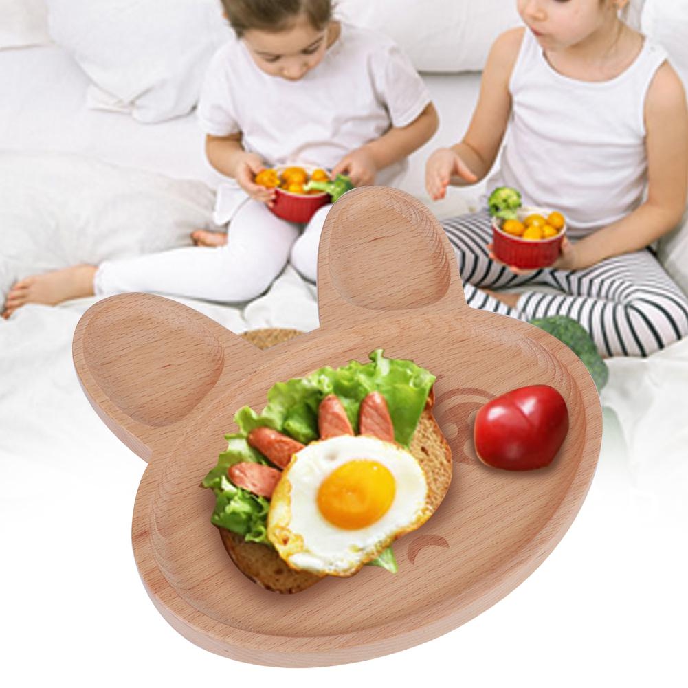 Holz Lebensmitteltablett Schale Teller Frühstück Servierplatte Snackbehälter für Baby Kind Kinder Geschirr