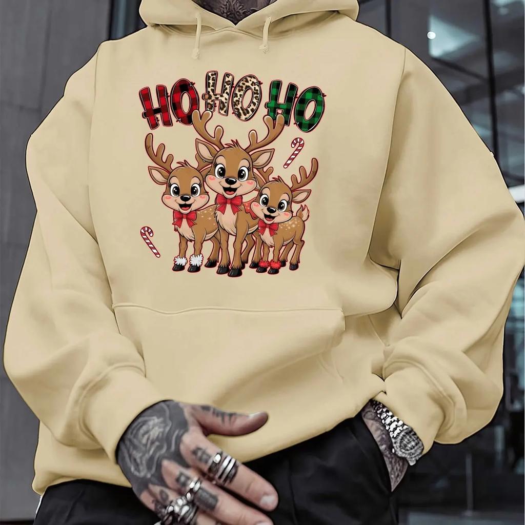 Christmas Reindeer Trio Men's Sweatshirt Hoodie Comfortable and Soft Fabrics Exquisite Gifts for Family and Friends