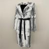 Real Rabbit Fur Natural Women's Coat Winter Fashion Warm Hooded Coat Women's Fur One Coat