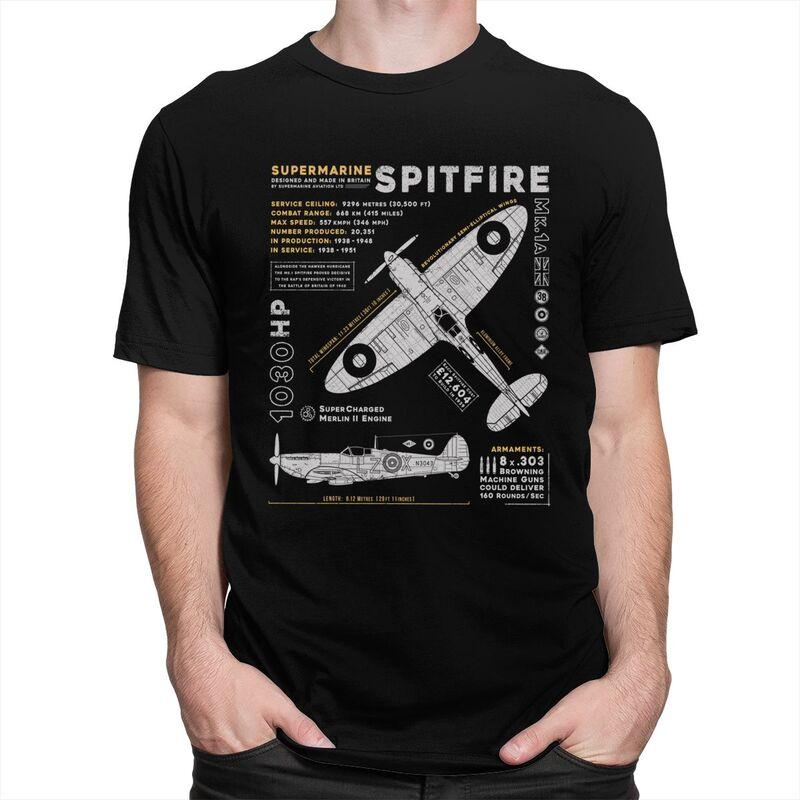 Custom Male Spitfire T Shirts Short Sleeves Cotton Tshirts Tshirt Casual Fighter Pilot Aircraft Airplane Tees Clothing