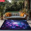 Galaxy Rose Flower Area Rug,Starry Sky Non-slip Carpet for Living Room Game Room Bedroom, Aesthetic Space Floral Floor Mat