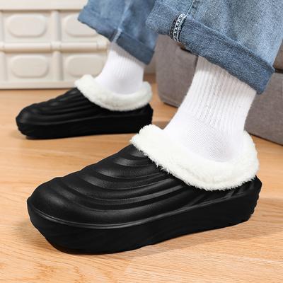 Slippers for the Winter for Men Waterproof Men's Shoes Cotton Warm Plush Footwear Non-Slip Platform Women Couple Home Shoes