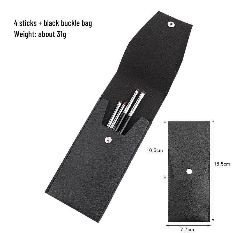 Pony Hair Makeup Brush Set - 4-Piece Eyeshadow & Concealer Blending with Portable Copper Tube