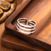 Thumb Ring Geometric Lines Shape Adjustable Opening Design Finger Ring Stainless Steel Finger Band Versatile Jewelry Gift