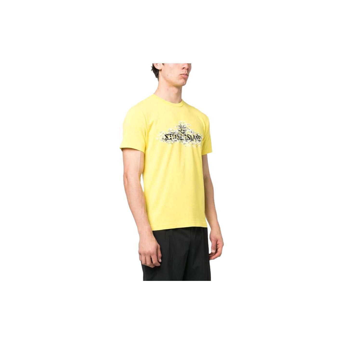 Stone Island Ss23 Solid Color Pique Effect Printed Short Sleeve T-Shirt Men Tops Yellow 78152NS90-V0030 L