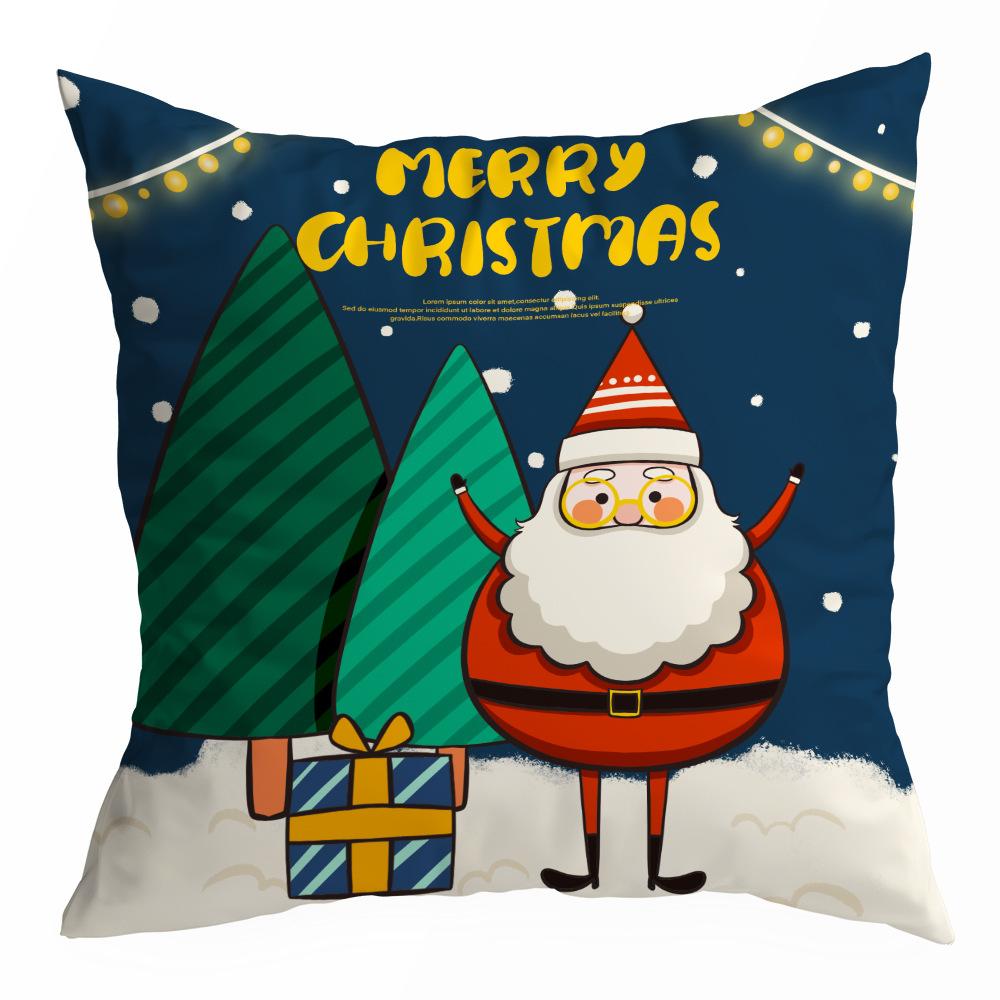 Christmas Pillowcase Cartoon Santa Claus Home Sofa Car Cushion Printed Pillowcase