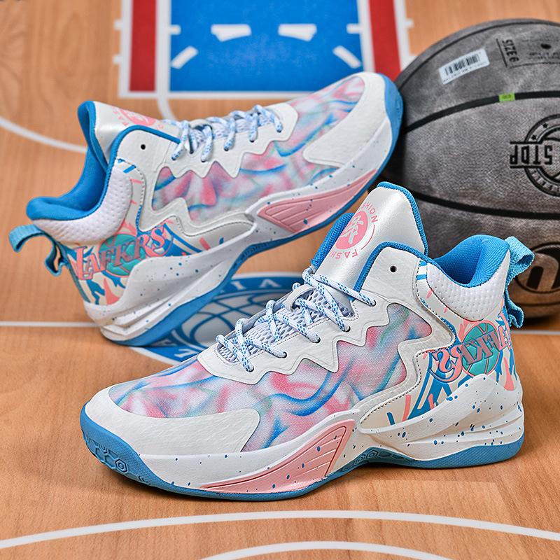 

Basketball shoes 2025 new fashionable versatile thick-soled wear-resistant sports shoes one-pedal high-top trendy running shoes 35
