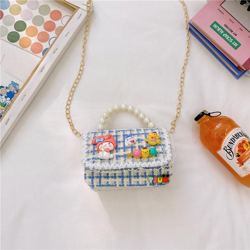 Cute Animal Design Cotton Canvas Handbag For Girls With Creative Chain Strap