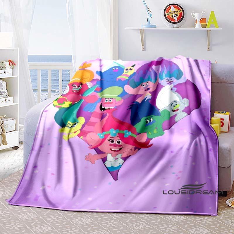 The Kawaii PoppyTrolls World Tour Themed Flannel Blanket Is Perfect for Kids, Teens, and Fans. It's a Great Bed Blanket or Sofa