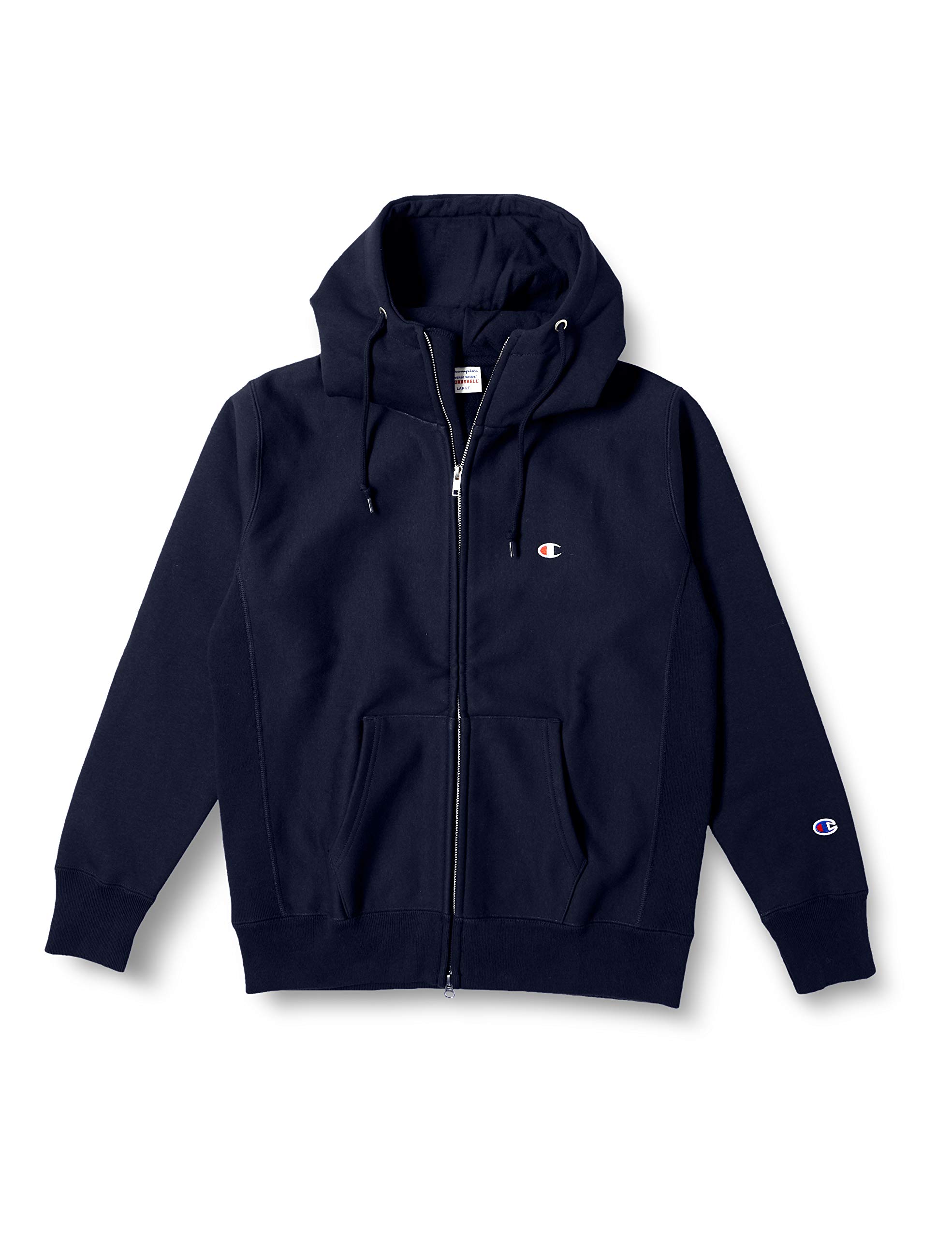 

Champion Size Storm Reverse Zip Hooded Sweatshirt Men s Full-Zip Hoodie, C3-L109, Navy, Small, Fleece-Lined Shell, Warm, Water-Repellent, Windproof,