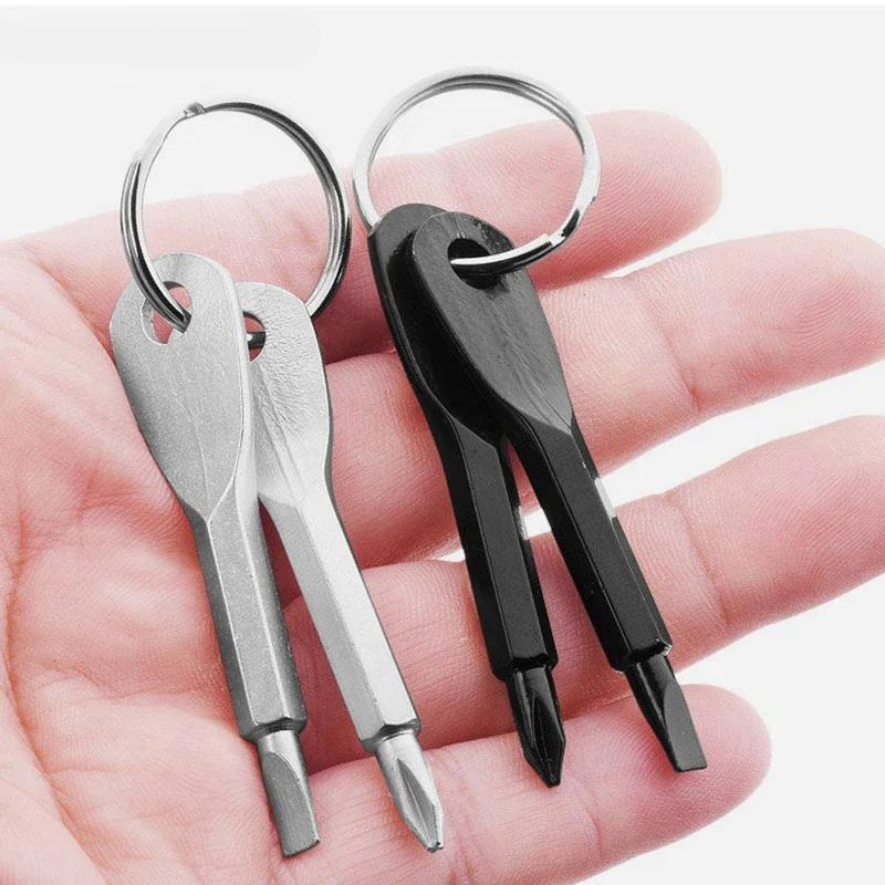 Ensemble de tournevis à fente portables Porte-clés Mini de poche Tournevis cruciforme Outil de réparation Gadget