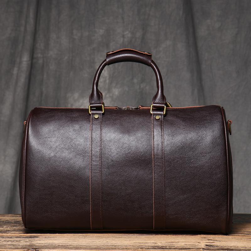 Vintage Men's Travel Bag Classic Business Messenger Bag Head Layer Cowhide Weekender Gym Bag Leather Handbag for Husband Gift