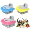 1 PC/2PCS Multi Purpose Vegetable Brush Set Plastic Handle,Non Electric Reusable Fruit and Potato Scrubber with Medium Firmness Bristles,Silicone Edge