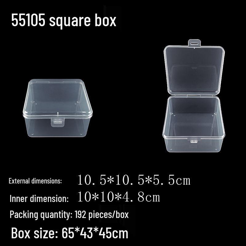 Square Transparent PP Plastic Storage Box for Electronics and Earbuds