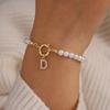 A 26-letter Imitation Pearl Beaded Bracelet for Women, Suitable for Daily Wear